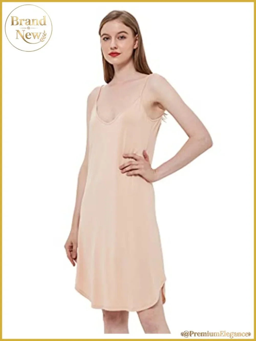 Bamboo Viscose Full Slip Dress with Adjustable Straps, Knee Length